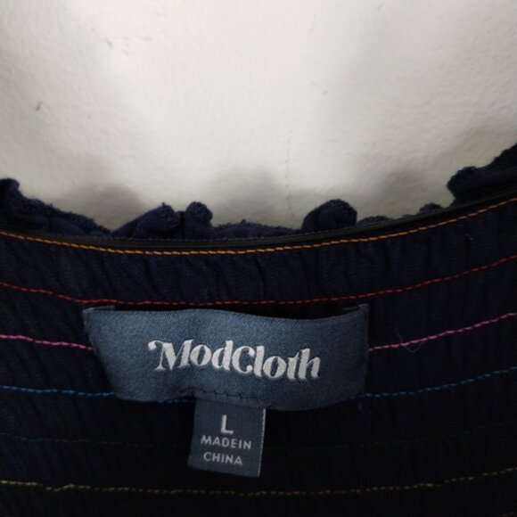 Modcloth Wide Leg Jumpsuit Large Navy Lightweight Comfy - Picture 3 of 6